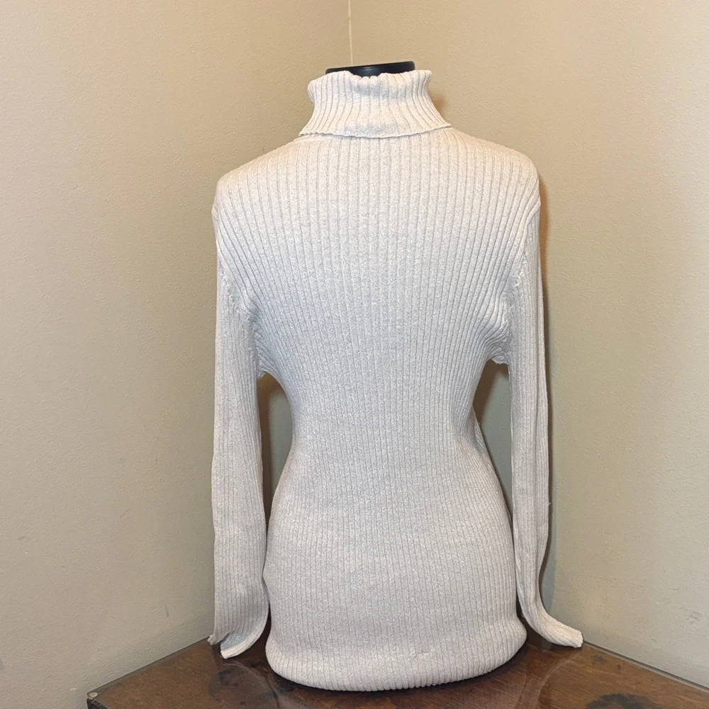 Chicos Metallic Gold Turtleneck Sweater, XL (Chicos size 3)